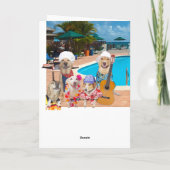 Funny Dogs / Labs bij Pool Birthday Bedankkaart (Achterkant)