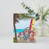  Funny Dogs/Labs op het strand Briefkaart (Staand voorkant)