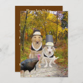 Funny Dogs/Labs Thanksgiving Invitation Kaart (Voorkant / Achterkant)