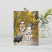 Funny Dogs/Labs Thanksgiving Invitation Kaart (Staand voorkant)