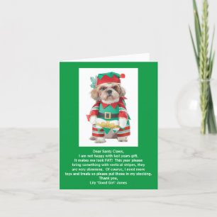 Funny Dog's Letter to Santa Claus Chritmas Card Feestdagen Kaart