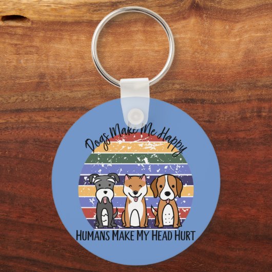 Funny Dogs maakt me gelukkig Sleutelhanger (Voorkant)