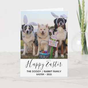 Funny Dogs met Rabbit Ears Happy Paasfoto Feestdagen Kaart