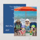 Funny Dogs nodigt Dag uit bij het strand Kaart (Voorkant / Achterkant)
