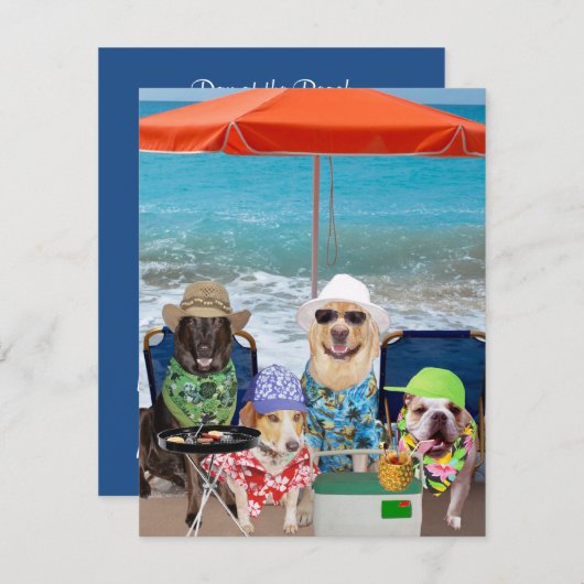 Funny Dogs nodigt Dag uit bij het strand Kaart (Voorkant / Achterkant)