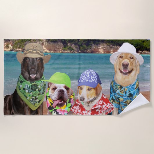 Funny Dogs op de strand-handdoek Strandlaken (Voorkant)