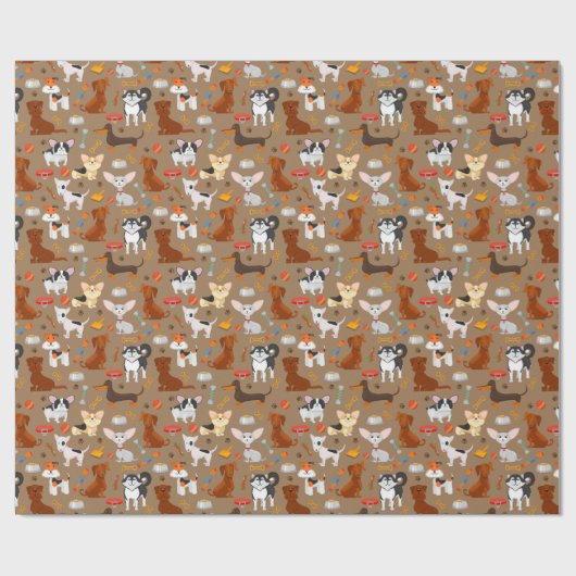 Funny Dogs Pattern Best Friend Pet Cadeaupapier (Vlak)