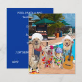 Funny Dogs  Pool Party/BBQ Uitnodiging (Voorkant / Achterkant)