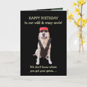 Funny Dogs Rebel Male Birthday Kaart (Gele Bloem)