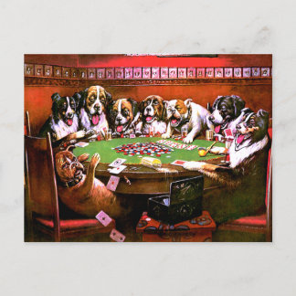 Funny Dogs Spelling Poker Briefkaart