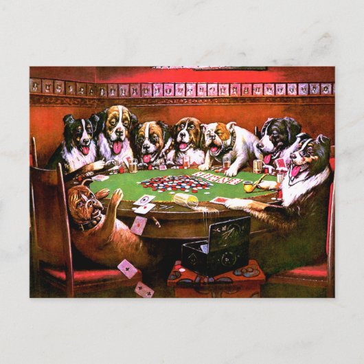 Funny Dogs Spelling Poker Briefkaart (Voorkant)