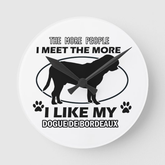 Funny dogue de bordeaux design ronde klok (Voorkant)