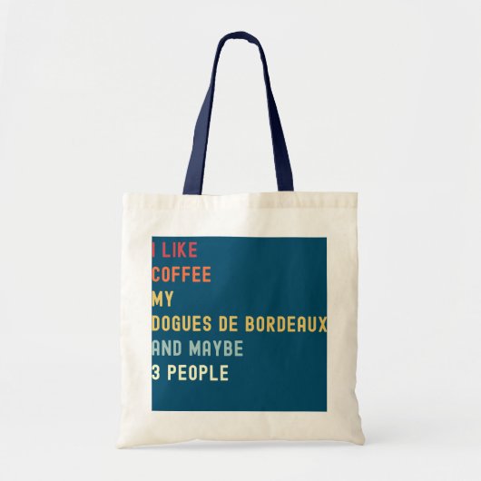 Funny Dogues de Bordeaux Retro Dog en Coffee Tote Bag (Voorkant)