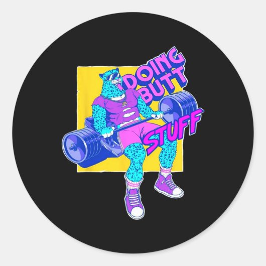 Funny Doing Stuff Workout Bodybuilding Fitness Gym Ronde Sticker (Voorkant)