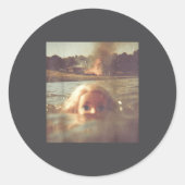 Funny Doll Face Swimming Meme  Ronde Sticker (Voorkant)