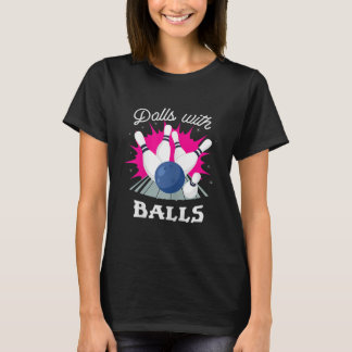 Funny Dolls met ballen, meisjes Bowling T-shirt