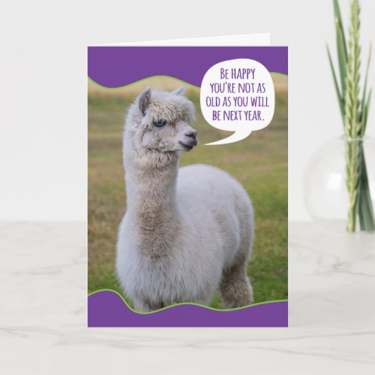 Funny Dolly Llama Birthday Wisdom Kaart (Voorkant)