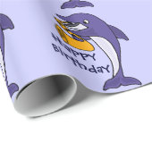 Funny Dolphin die Saxophone Birthday Giftwrap spee Cadeaupapier (Rol Hoek)