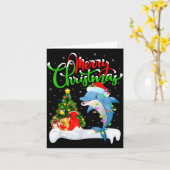 Funny Dolphin Fish Lover Xmas Lighting Dolphin Chr Kaart (Gele Bloem)