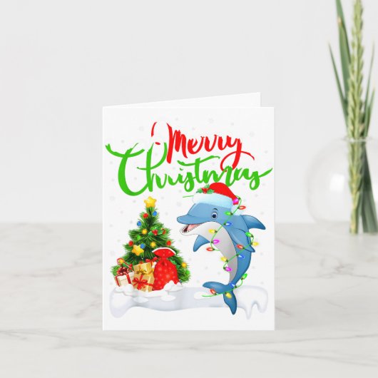 Funny Dolphin Fish Lover Xmas Lighting Dolphin Chr Kaart (Voorkant)