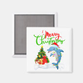Funny Dolphin Fish Lover Xmas Lighting Dolphin Chr Magneet (Voorkant / Achterkant)