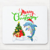Funny Dolphin Fish Lover Xmas Lighting Dolphin Chr Muismat (Voorkant)