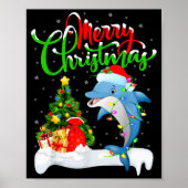 Funny Dolphin Fish Lover Xmas Lighting Dolphin Chr Poster (Voorkant)