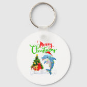Funny Dolphin Fish Lover Xmas Lighting Dolphin Chr Sleutelhanger (Voorkant)