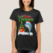 Funny Dolphin Fish Lover Xmas Lighting Dolphin Chr T-shirt (Voorkant)