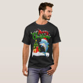 Funny Dolphin Fish Lover Xmas Lighting Dolphin Chr T-shirt (Voorkant volledig)