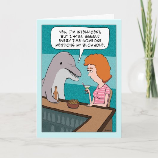 Funny Dolphin Giggles over Blogehele dag Kaart (Voorkant)