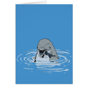 Funny Dolphin met een Pistool Cartoon