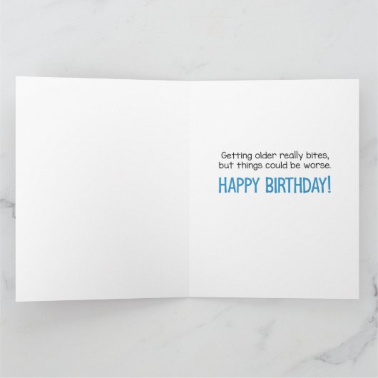 Funny Dolphin Nip en Shark Bite Birthday Kaart (Binnen)