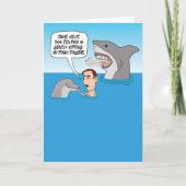 Funny Dolphin Nip en Shark Bite Birthday Kaart (Voorkant)