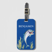 Funny Dolphin Ocean Zee Life Kinder Travel Bagagelabel (Voorkant (verticaal))