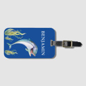 Funny Dolphin Ocean Zee Life Kinder Travel Bagagelabel (Voorkant (horizontaal))