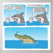 Funny Dolphin, Shark and Sad Alligator Poster (Voorkant)