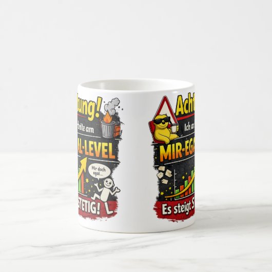 Funny “Don’t Care Level” Warning Graphic Koffiemok (Center)