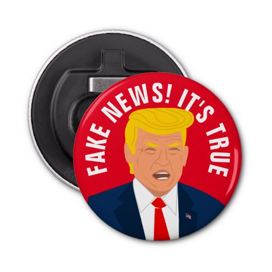 Funny Donald Trump cartoon citeert magnetisch bier Button Flesopener (Voorkant)