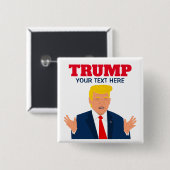 Funny Donald Trump cartoon karikatuur pinback Vierkante Button 5,1 Cm (Voorkant /achterkant)