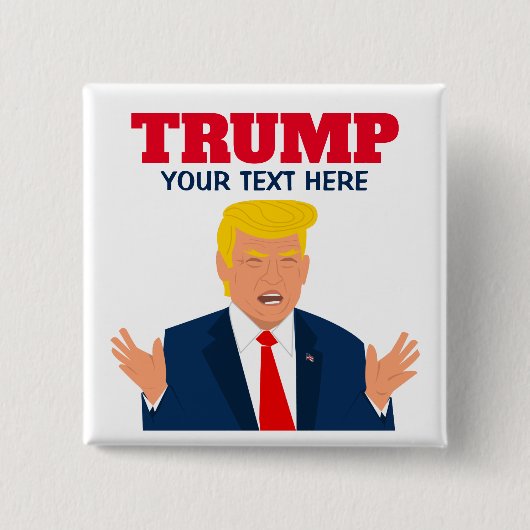 Funny Donald Trump cartoon karikatuur pinback Vierkante Button 5,1 Cm (Voorkant)