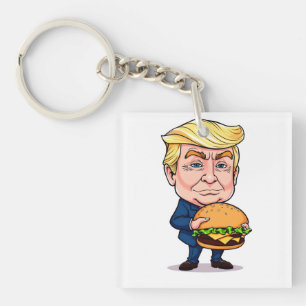 Funny Donald Trump Cartoon with Giant Burger Sleutelhanger