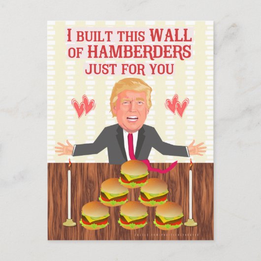 Funny Donald Trump Hamberders Wall Valentijnsdag Feestdagenkaart (Voorkant)