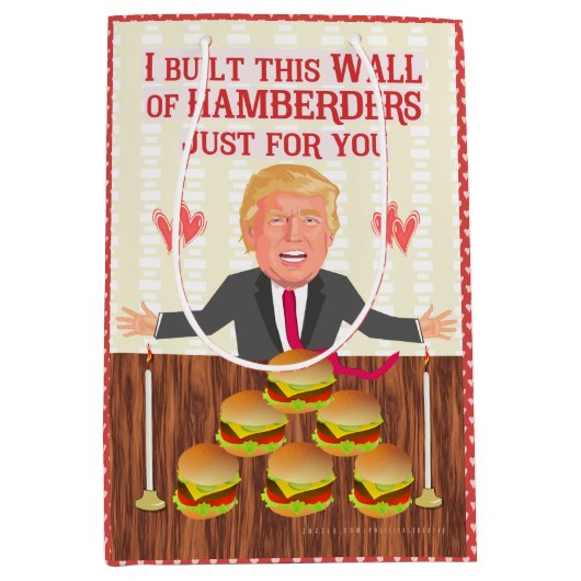 Funny Donald Trump Hamberders Wall Valentijnsdag Medium Cadeauzakje (Voorkant)