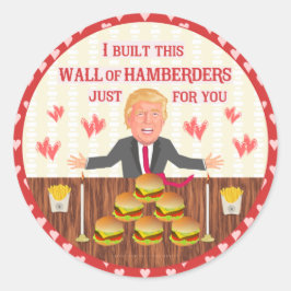 Funny Donald Trump Hamberders Wall Valentijnsdag Ronde Sticker