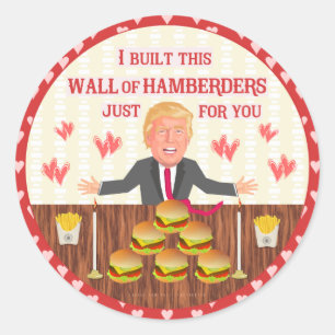 Funny Donald Trump Hamberders Wall Valentijnsdag Ronde Sticker