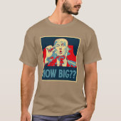 Funny Donald Trump "Hoe groot?" Innuendo T-shirt (Voorkant)