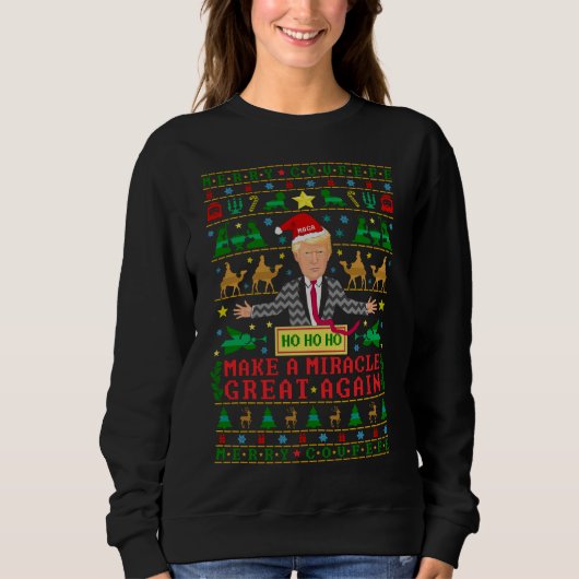 Funny Donald Trump Knit Ugly KerstSweater Trui (Voorkant)