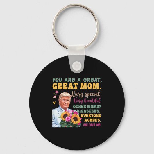 Funny Donald Trump Mothers Day Hold Flower Funny Q Sleutelhanger (Voorkant)