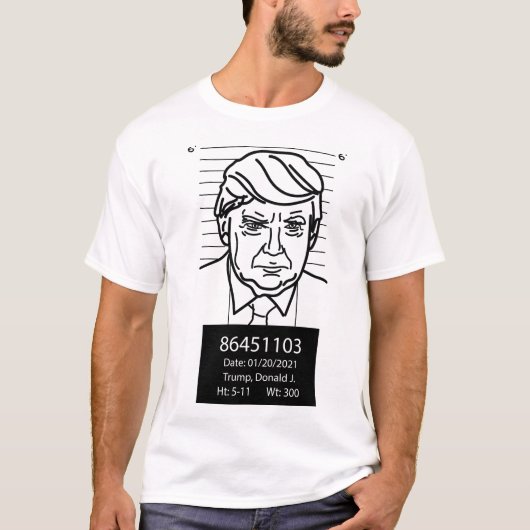 Funny Donald Trump Mugshot Line Drawing T-shirt (Voorkant)